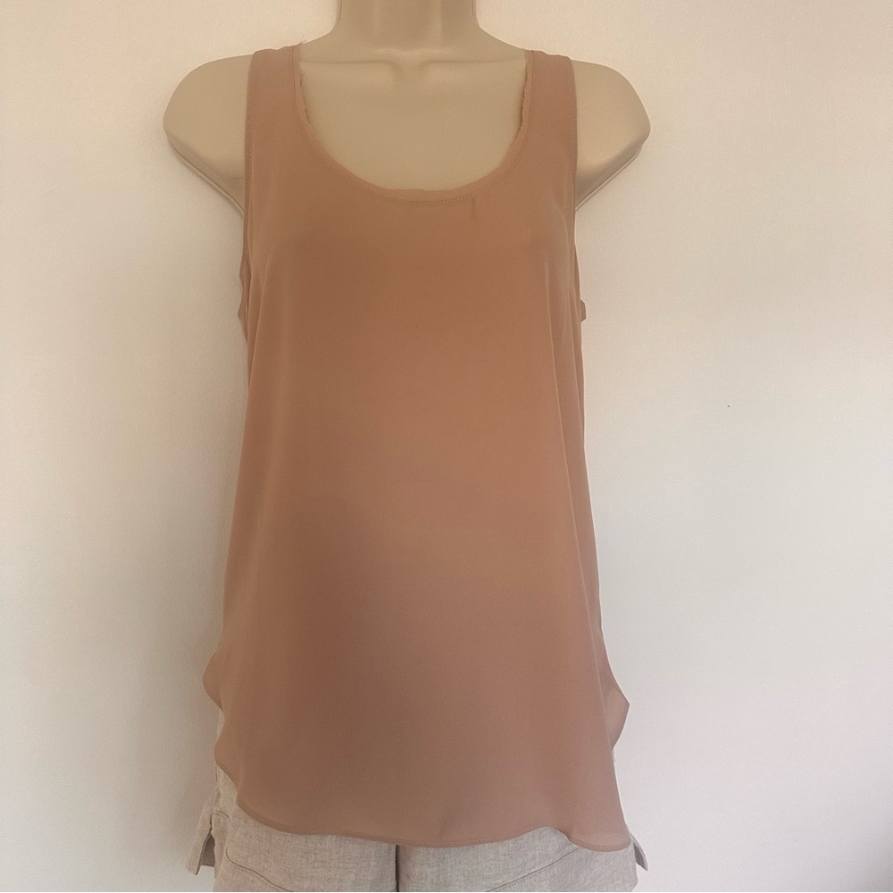 Krisa Women’s Sleeveless Blush Pink Tan Semi-sheer Tank Top